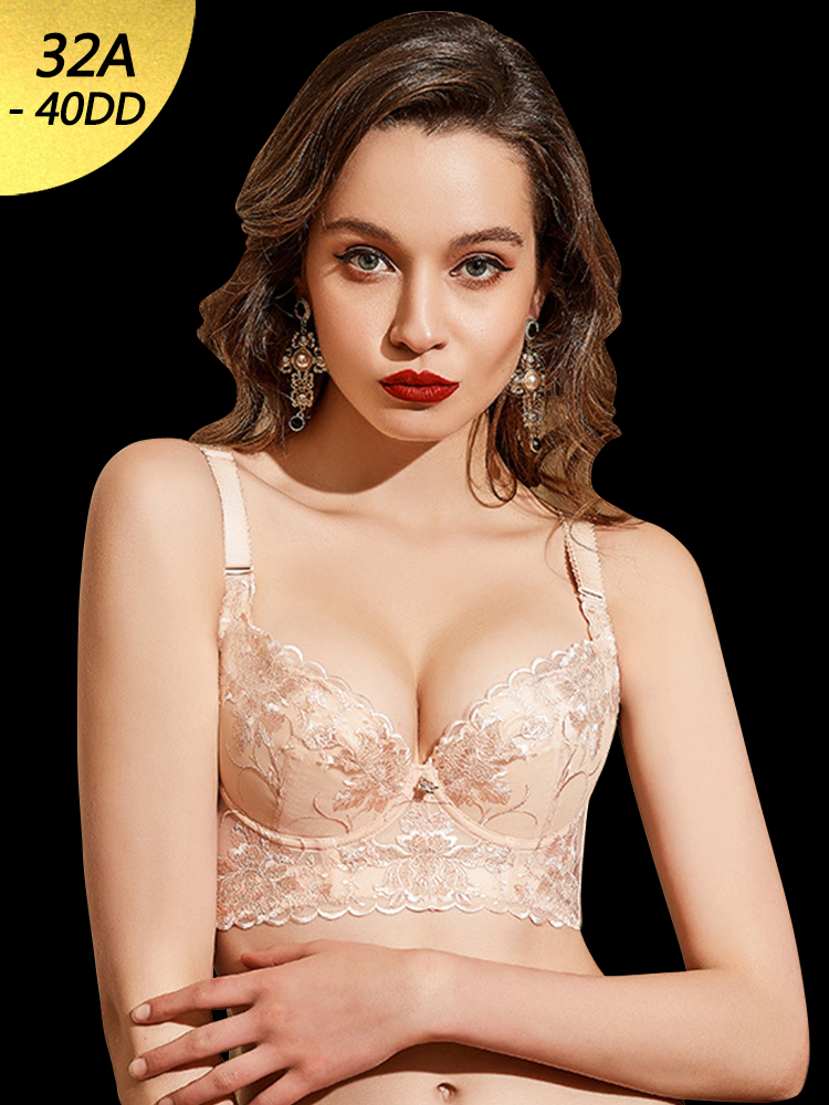 Embroidery Longline Push Up Bra