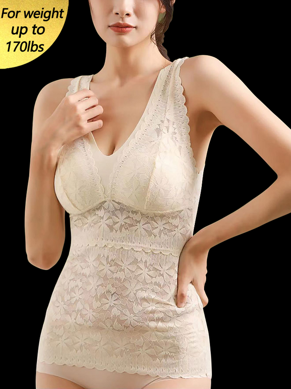 Lace Ice Silk V Neck Long Tank Bra