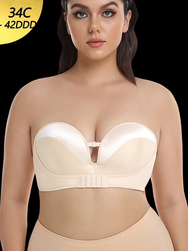 Push Up Lingerie Nonslip Bandeau Front Buckle Lift Strapless Bras