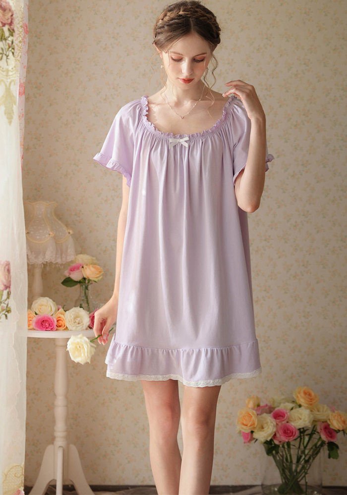 Women's Vintage Short Sleeve Loungewear Night Dresses