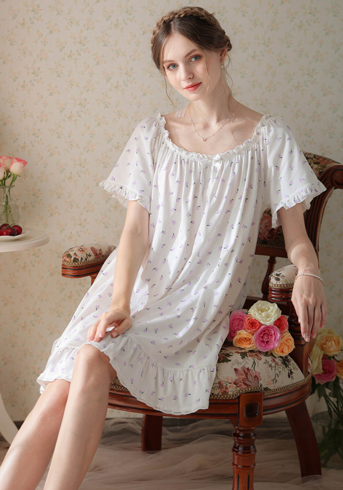 Women's Vintage Short Sleeve Loungewear Night Dresses