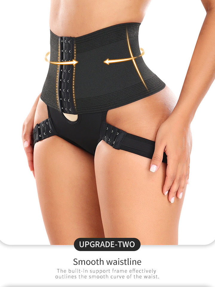 High-Waist Tummy Control Butt Lifting Shapewear Briefs with Adjustable Hip Bands