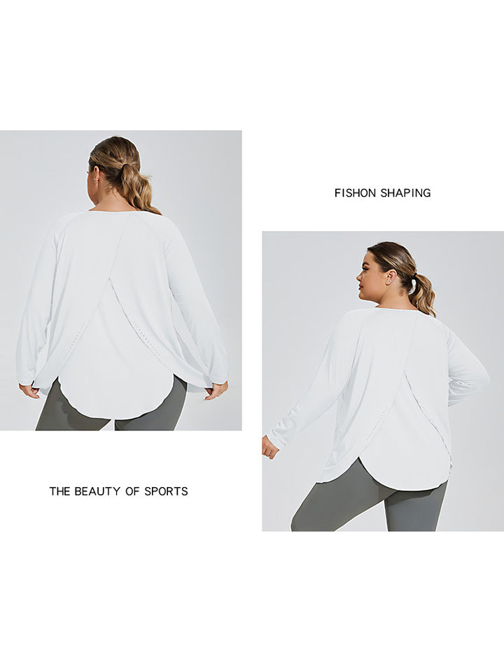 Slit Back Loose Long Sleeve Sports Yoga Top