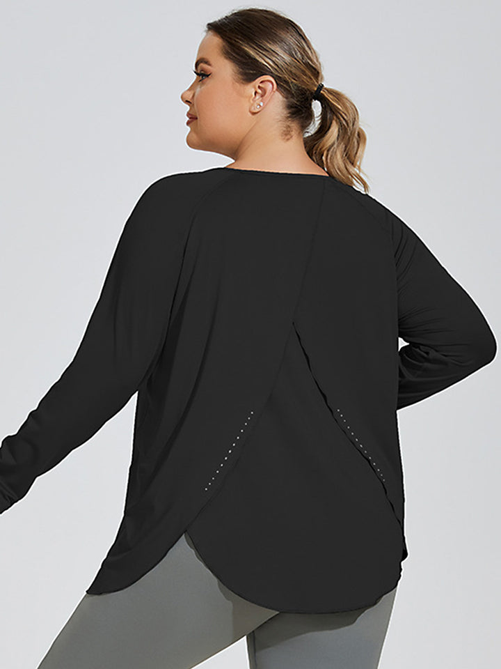 Slit Back Loose Long Sleeve Sports Yoga Top