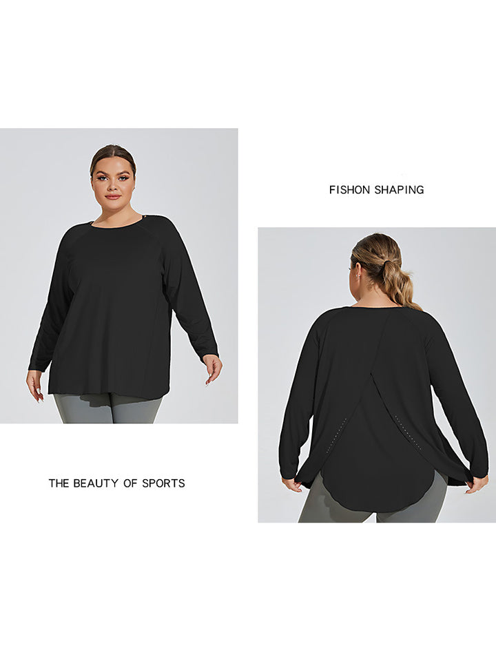 Slit Back Loose Long Sleeve Sports Yoga Top