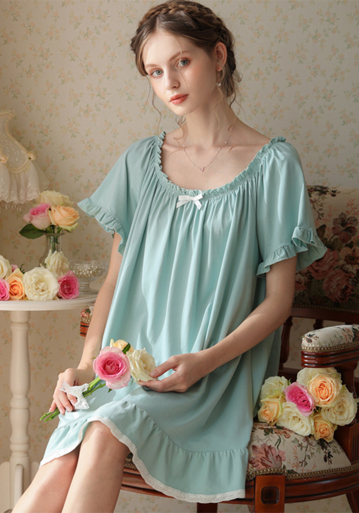 Women's Vintage Short Sleeve Loungewear Night Dresses