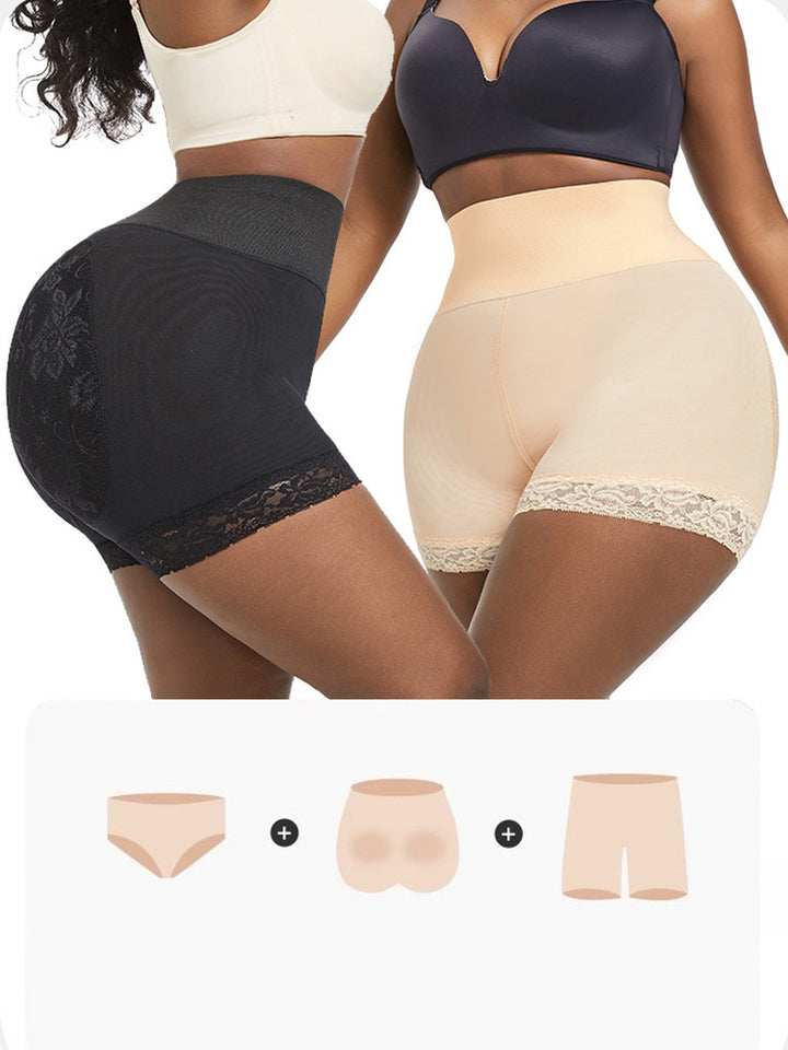 High Waist Lace Trim Butt-enhancing Shaping Shorts