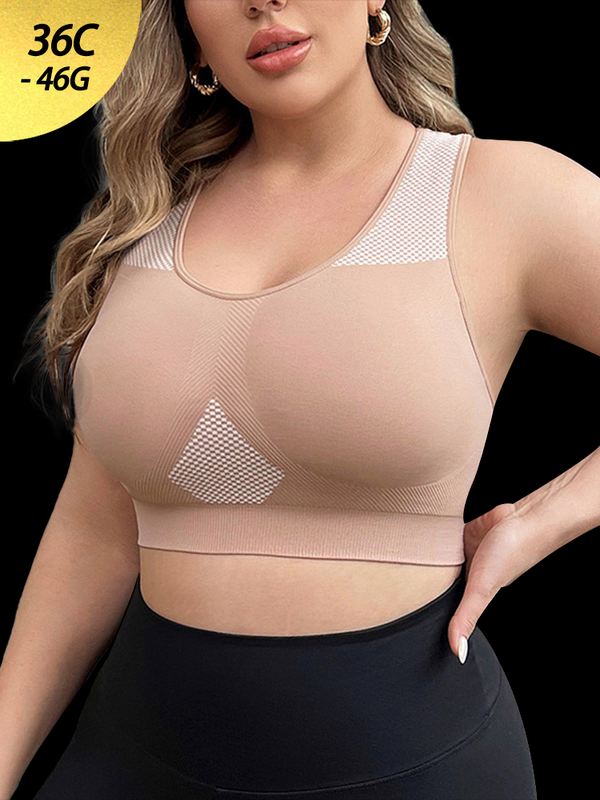 Seamless Mesh Panel Sports Bra