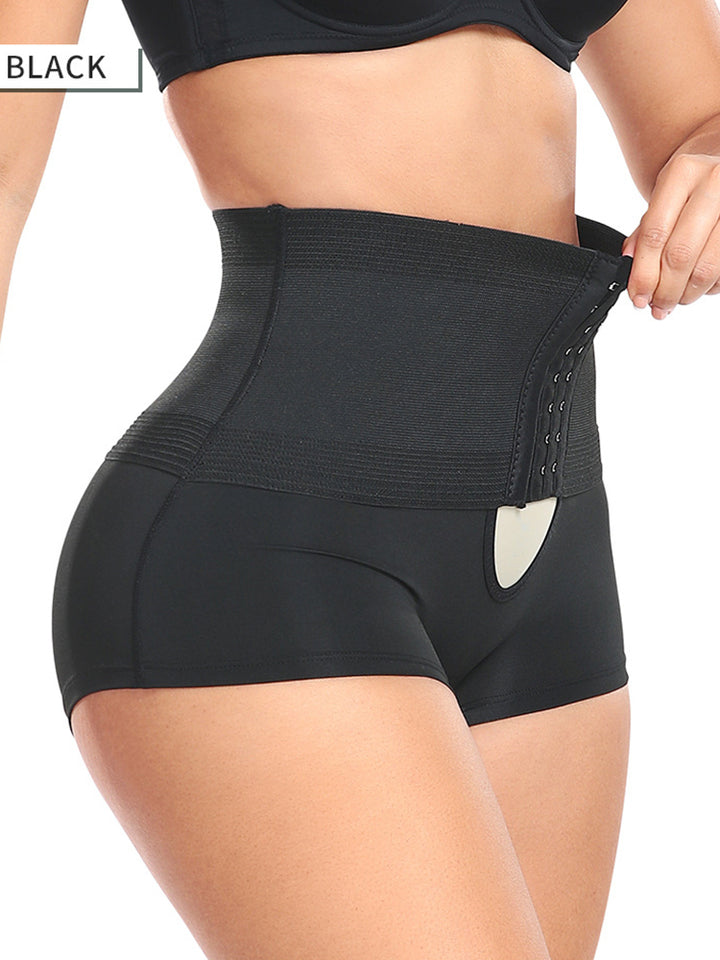 Adjustable High-Waist Tummy Control Half-Hip Shorts