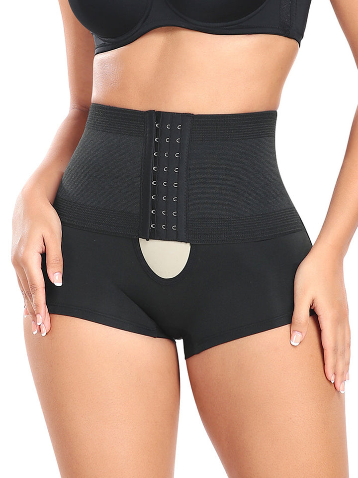 Adjustable High-Waist Tummy Control Half-Hip Shorts