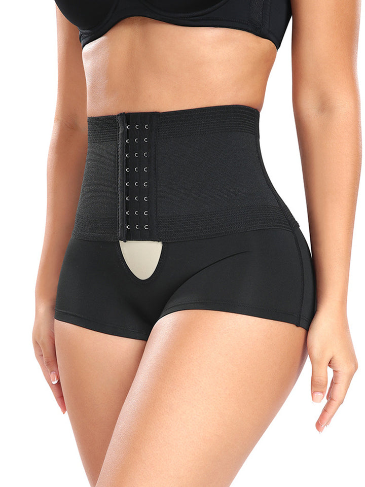 Adjustable High-Waist Tummy Control Half-Hip Shorts