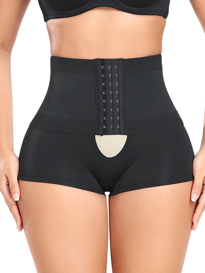 Adjustable High-Waist Tummy Control Half-Hip Shorts