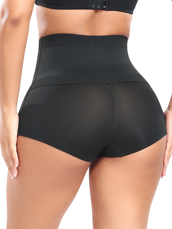 Adjustable High-Waist Tummy Control Half-Hip Shorts