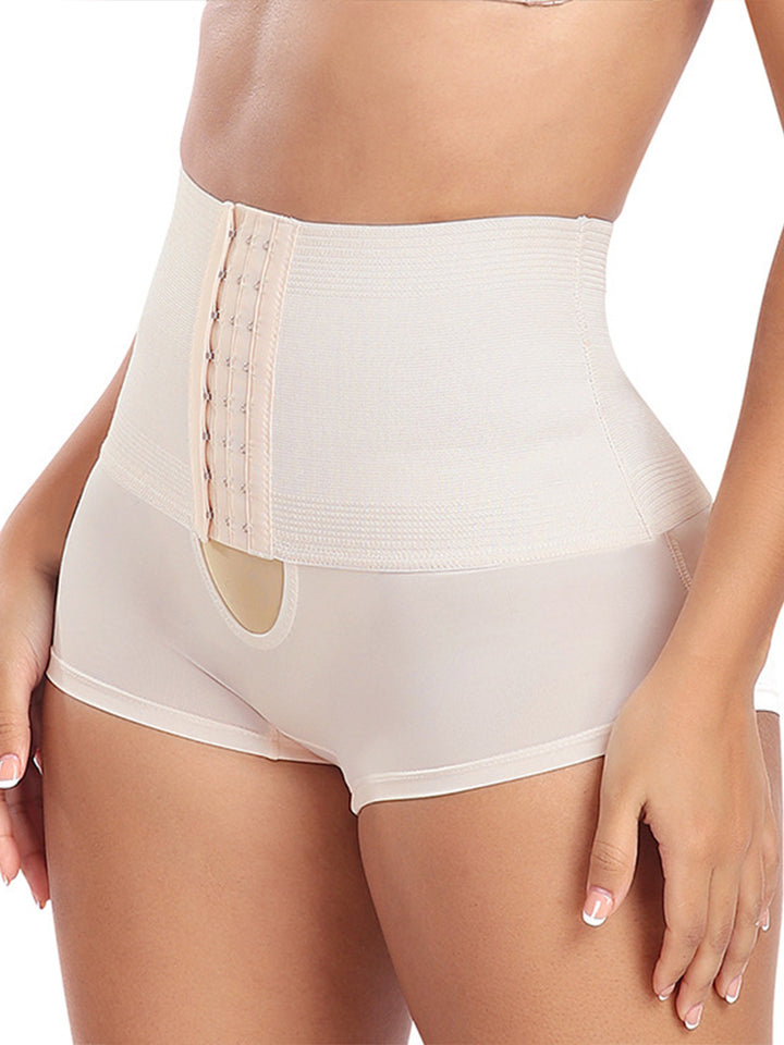 Adjustable High-Waist Tummy Control Half-Hip Shorts