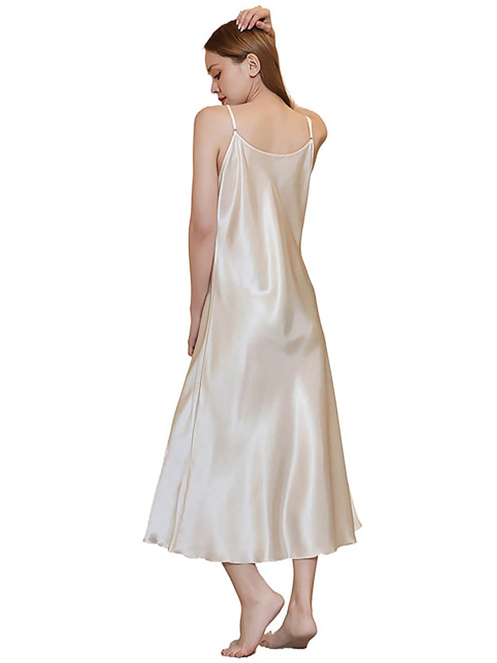 Soft Mid-Length Slim V-Neck Sling Nightdress