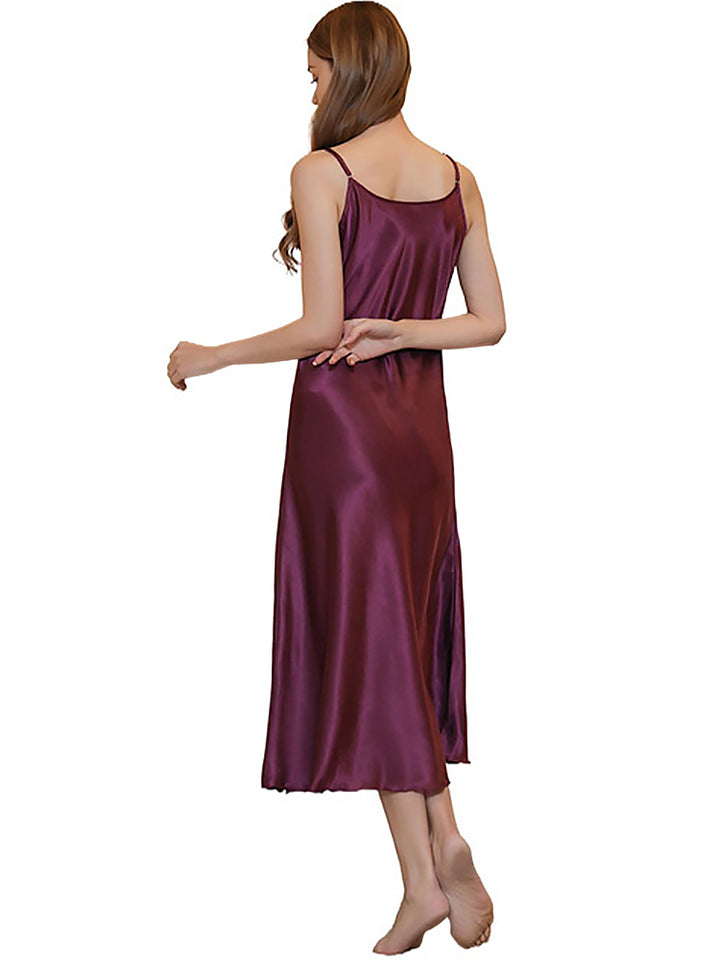 Soft Mid-Length Slim V-Neck Sling Nightdress