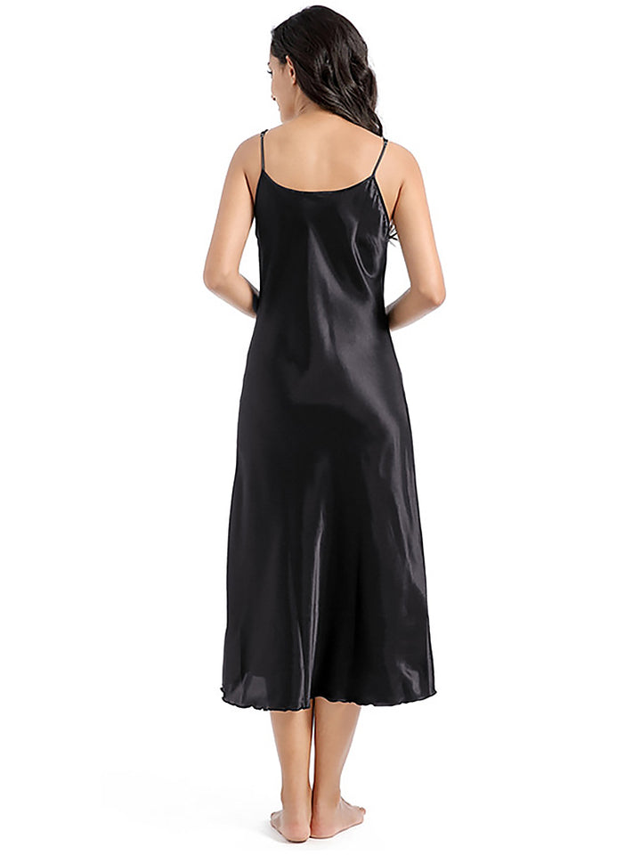 Soft Mid-Length Slim V-Neck Sling Nightdress