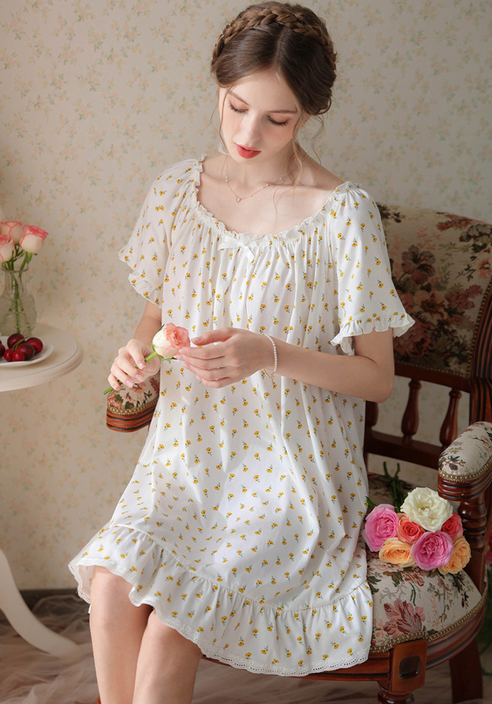 Women's Vintage Short Sleeve Loungewear Night Dresses