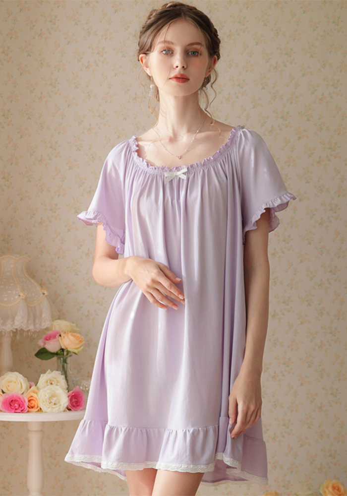 Women's Vintage Short Sleeve Loungewear Night Dresses