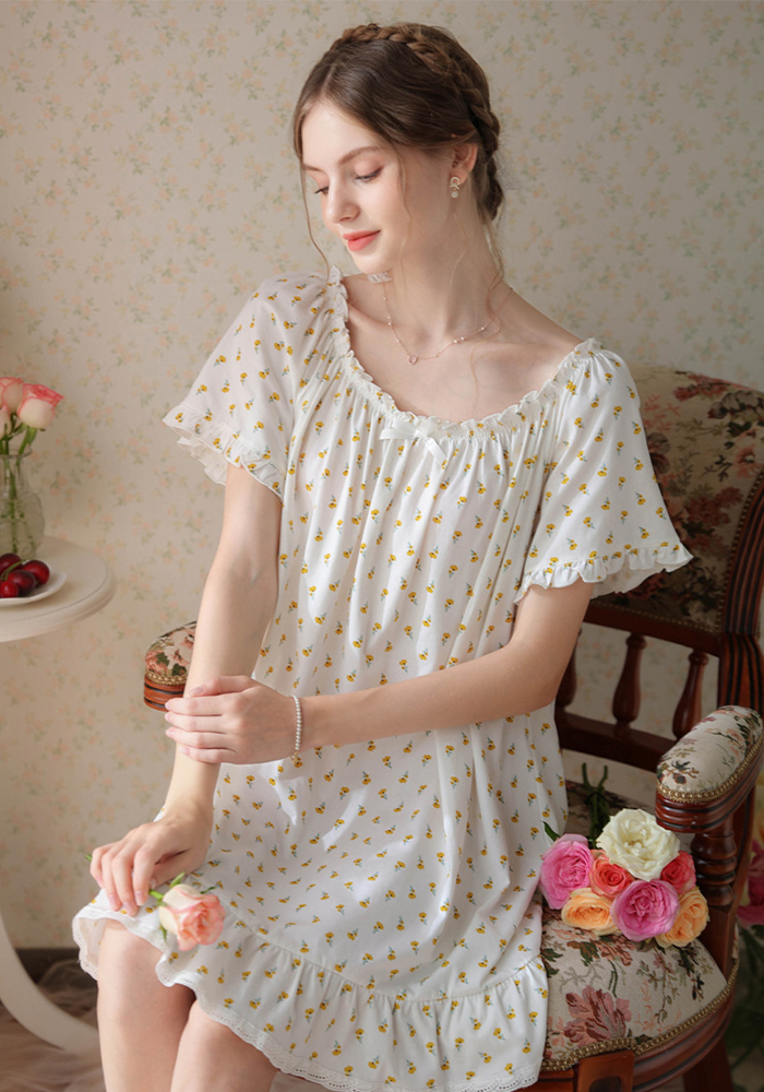 Women's Vintage Short Sleeve Loungewear Night Dresses