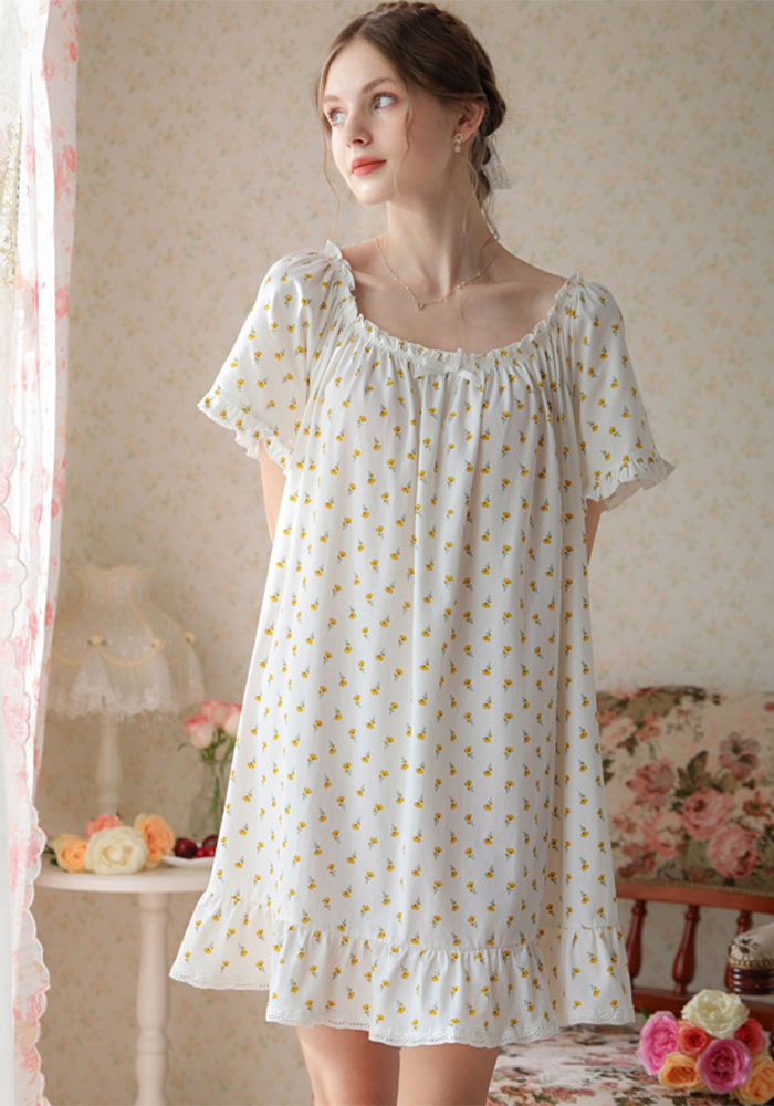 Women's Vintage Short Sleeve Loungewear Night Dresses