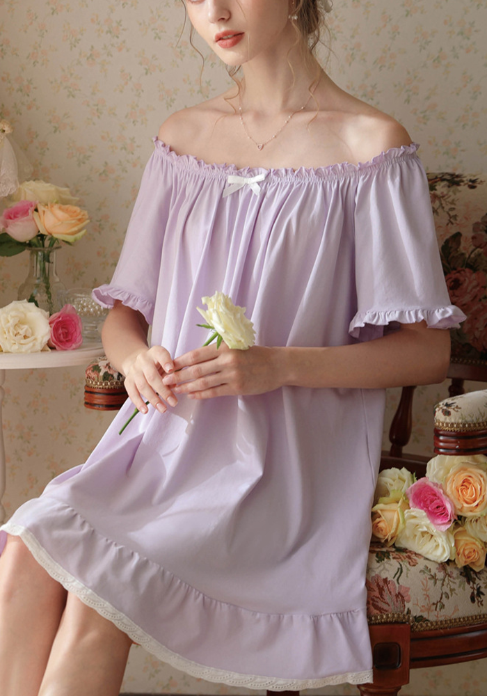 Women's Vintage Short Sleeve Loungewear Night Dresses