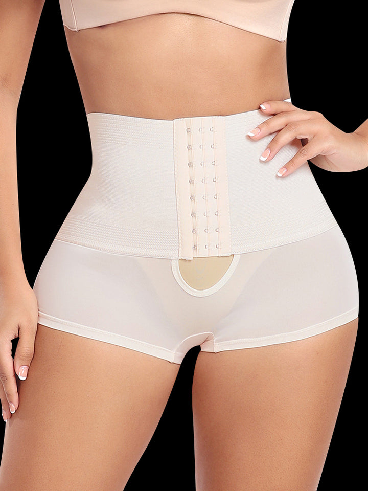 Adjustable High-Waist Tummy Control Half-Hip Shorts