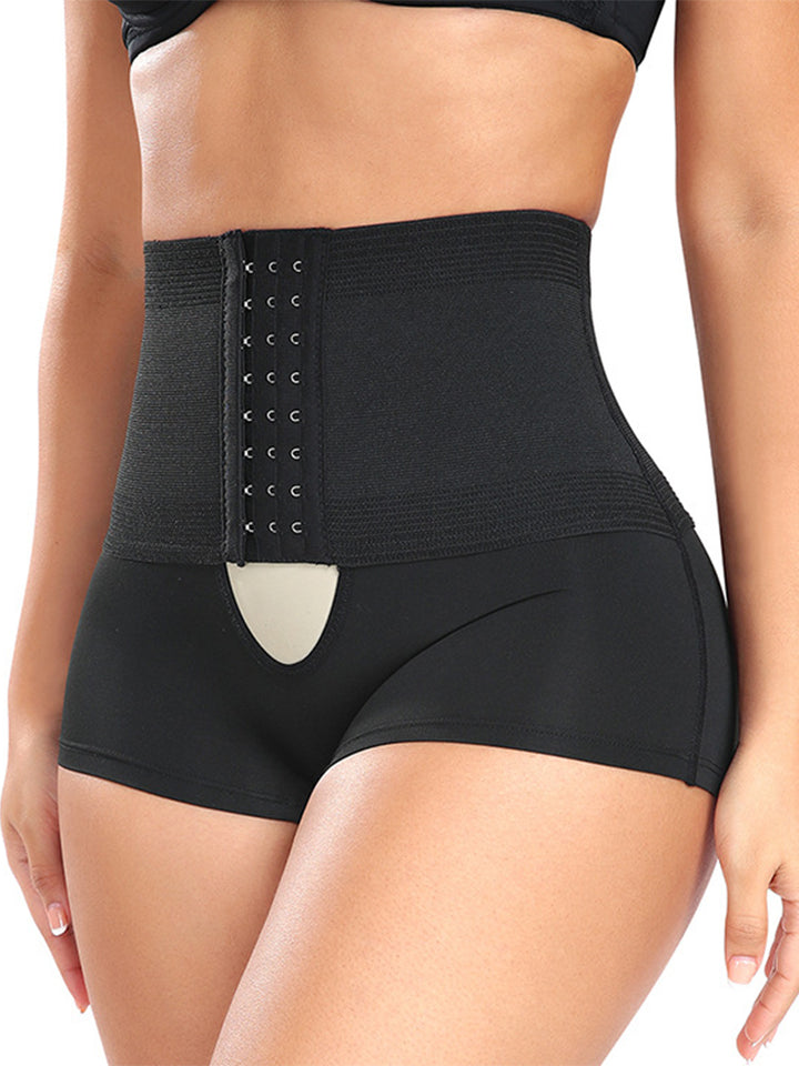 Adjustable High-Waist Tummy Control Half-Hip Shorts