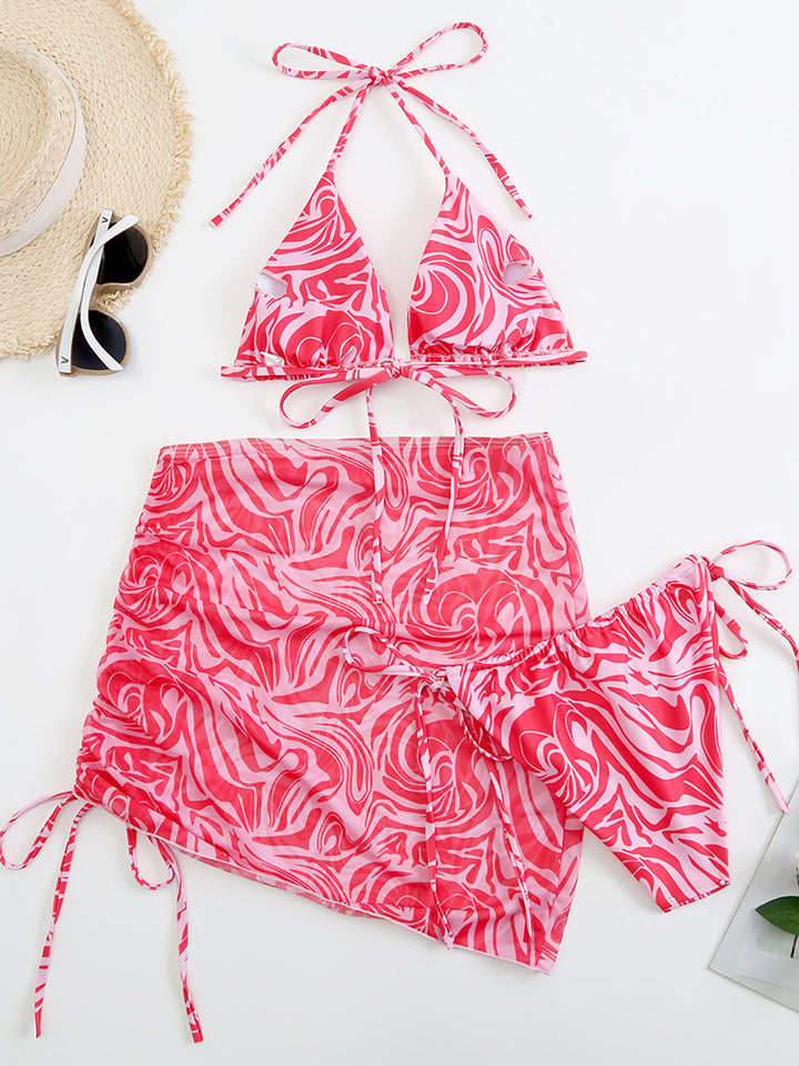 Tie Dye Bikini Set Swimsuit with Sarongs Cover Ups Beach Skirt