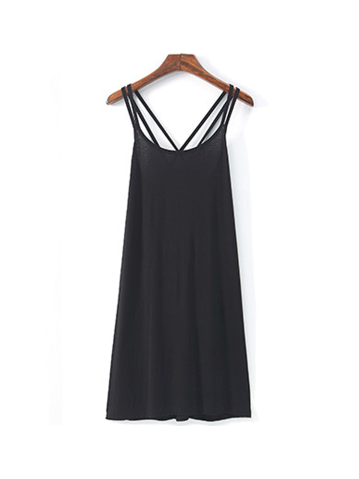 Plus Size Sexy Soft Modal Backless Nightgown Slip Dress