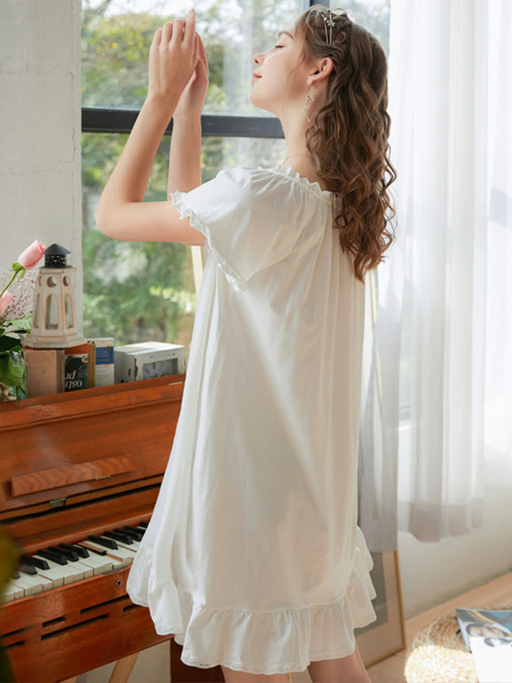 Women's Vintage Short Sleeve Loungewear Night Dresses