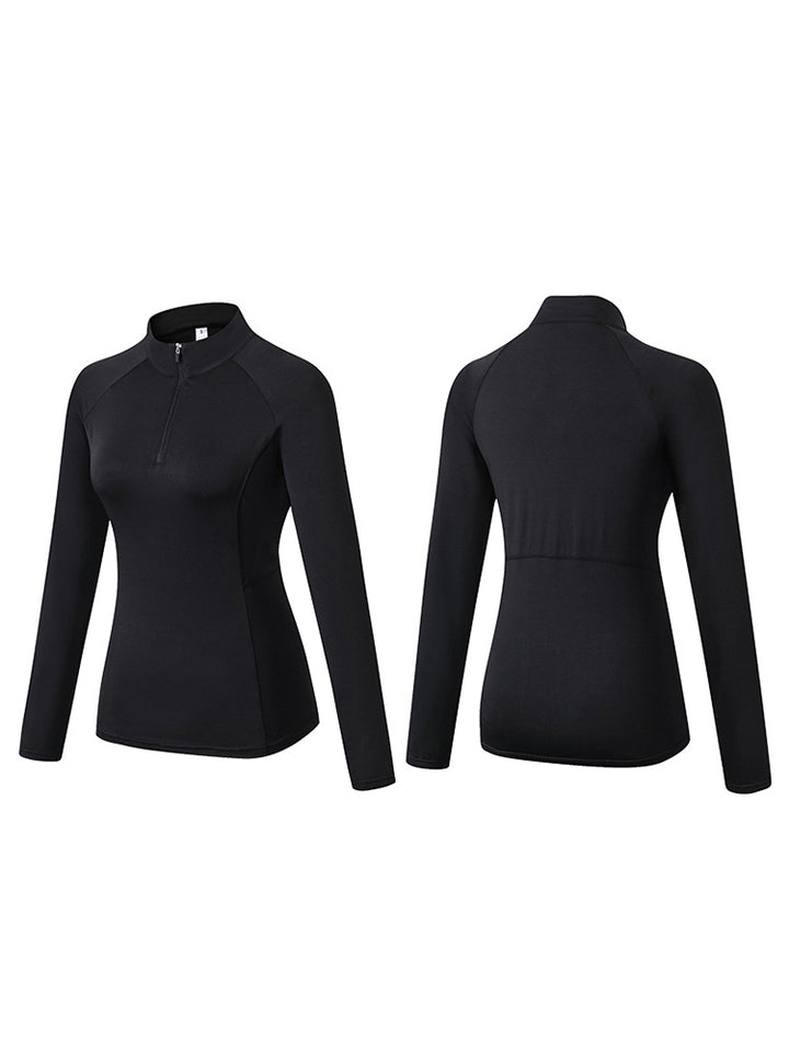 Quarter Zip Long Sleeve Slim Fit Sport Tops