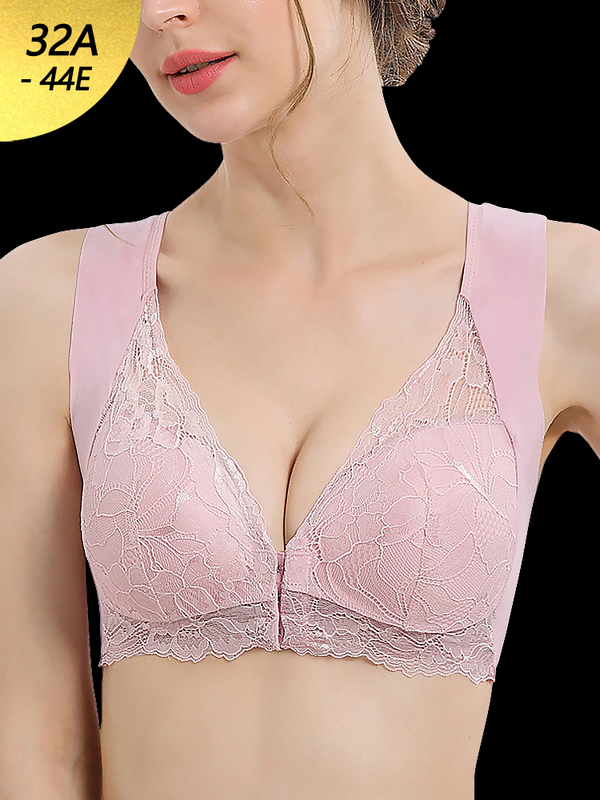 Women's Seamless Lace Front Close Wireless Bra