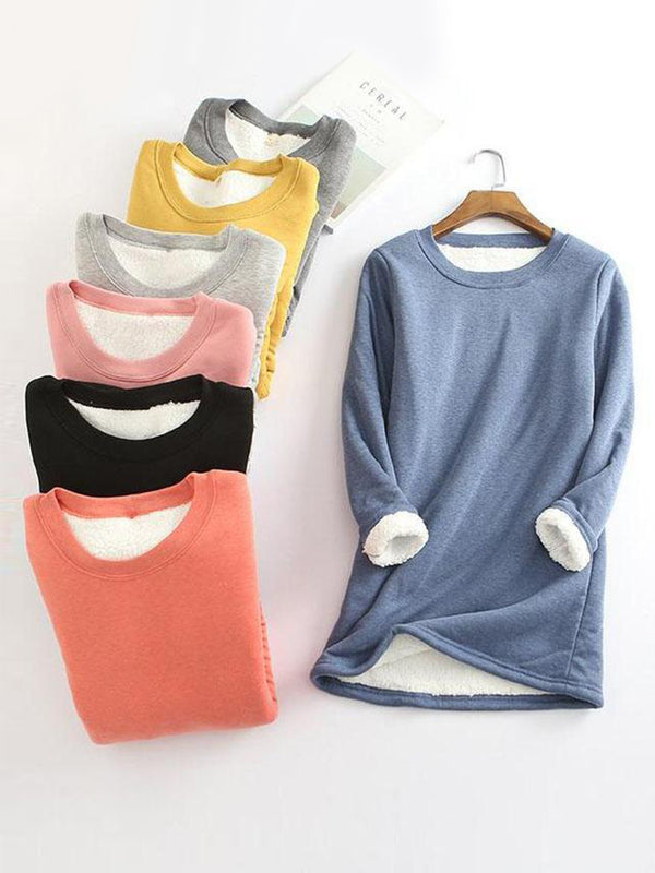 Winter Warm Thick Fleece Thermal Underwear Long Sleeve Cotton T-Shirt