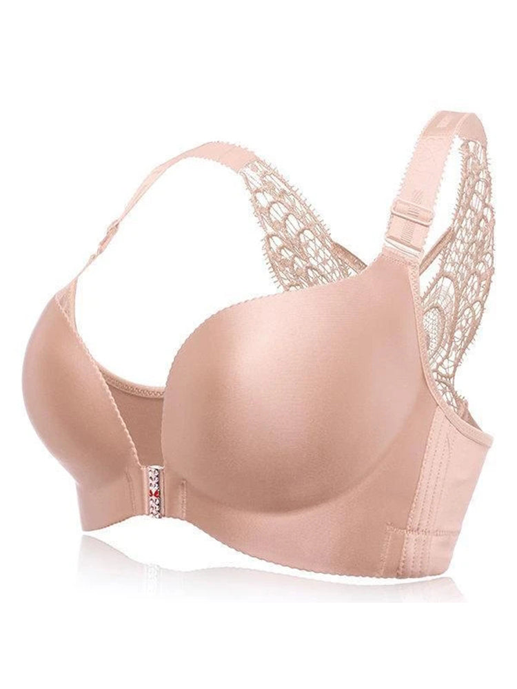 Butterfly Embroidery Front Closure Wireless Bra, Seamless Push up  Adjustable Butterfly Back, Front Clasp Bras (A,36A) at  Women's  Clothing store
