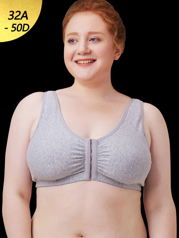 Women Comfort Wireless Cotton Front Close Bra