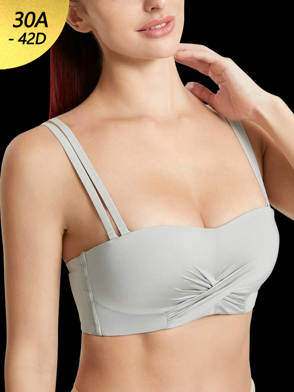 Seamless Detachable Double Straps Bandeau Bra