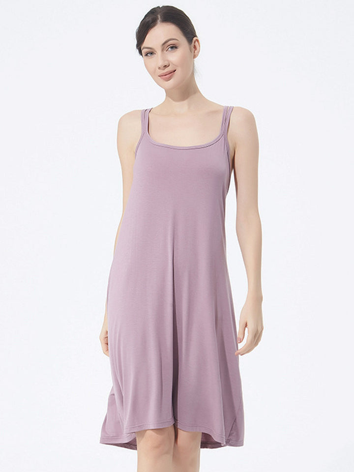 Plus Size Sexy Soft Modal Backless Nightgown Slip Dress