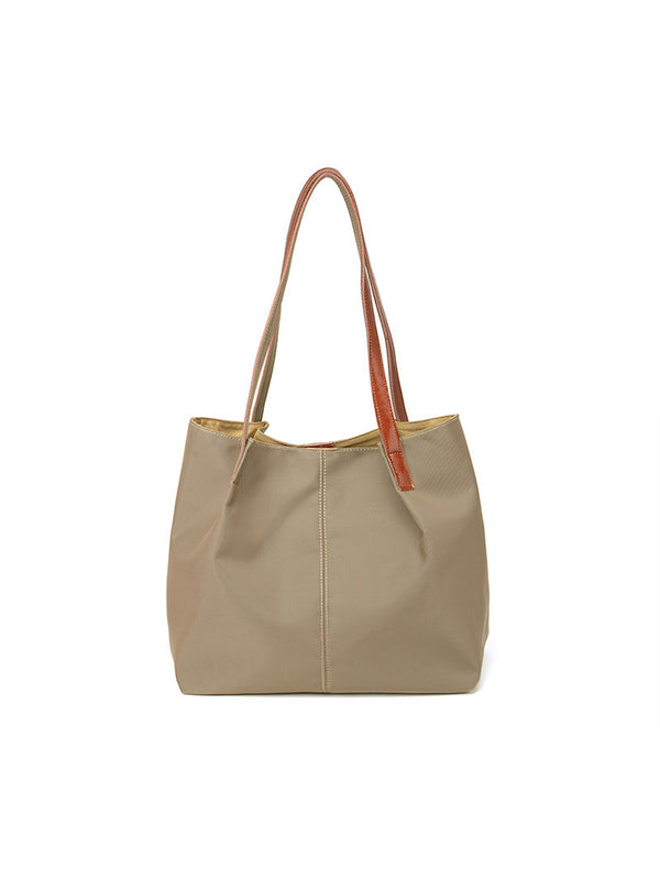 Textured Twill Casual Canvas Large Capacity Tote Shoulder Handbags