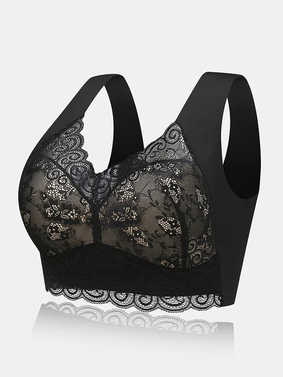 Women Soft Wide Straps Wireless Full Cup Lace Bras | Luna's Wish