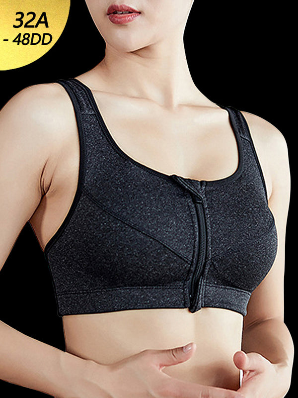 Women's Zip Front Wireless Post-Surgery Yoga Sports Bras