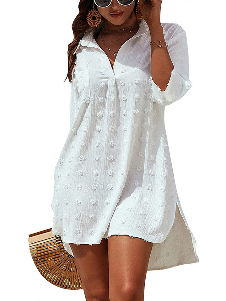 V-Neck Bathing Suit Beach Shirt Cover Ups Dress