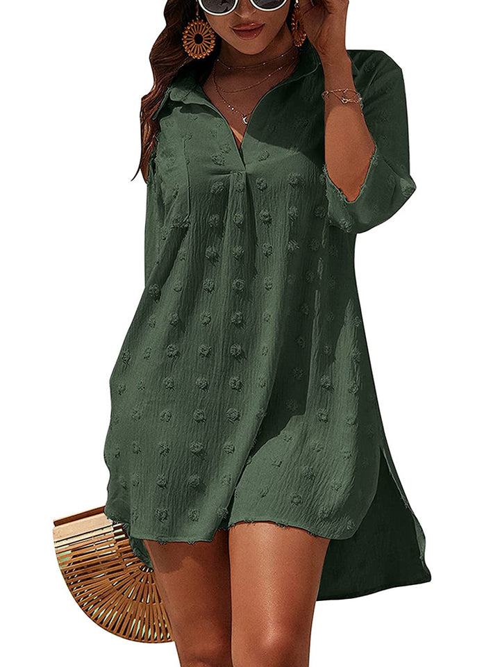 V-Neck Bathing Suit Beach Shirt Cover Ups Dress