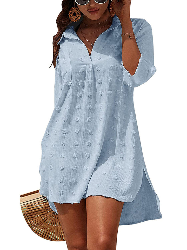 V-Neck Bathing Suit Beach Shirt Cover Ups Dress