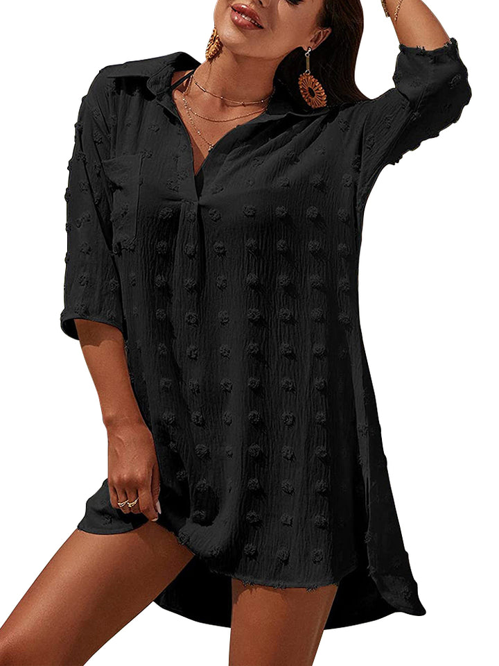 V-Neck Bathing Suit Beach Shirt Cover Ups Dress