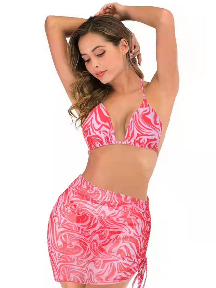 Tie Dye Bikini Set Swimsuit with Sarongs Cover Ups Beach Skirt