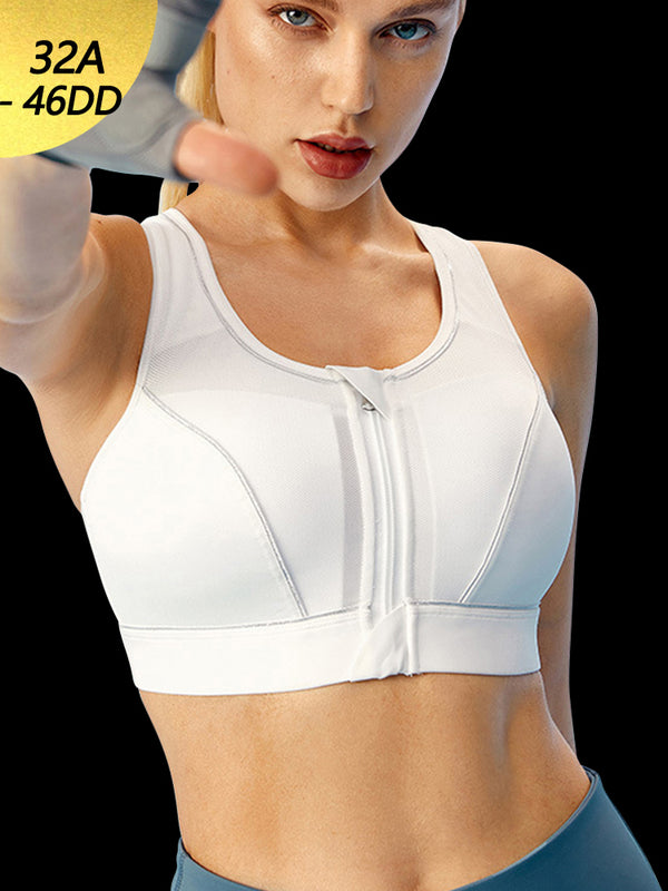 Front Zipper Moisture Wicking High Impact Reversible Seamless Sports Bra