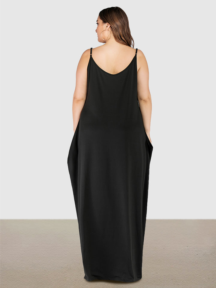 Plus Size Soft Loungewears Slip Maxi Dresses with Pockets