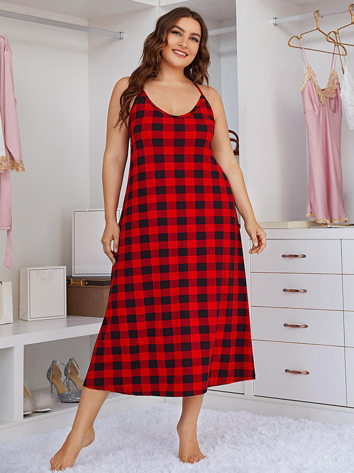 Plus Size Soft Nightgown Spaghetti Strap Sleeve Sleep Dress