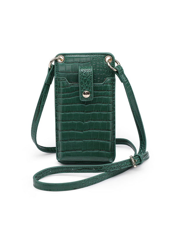 Women's Mini Crocodile Pattern Phone Clutches Wallets Crossbody Bag